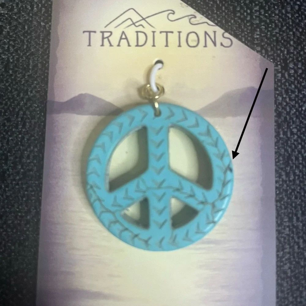 PEACE Sign Pendant Turquoise Aqua Gold Boho Love Express Harmony Hippie NEW NWT